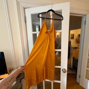 Yellow satin / silk dress